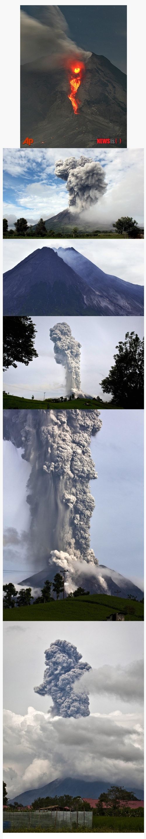 400년만에 터진 인도네시아 시나붕 화산 폭발