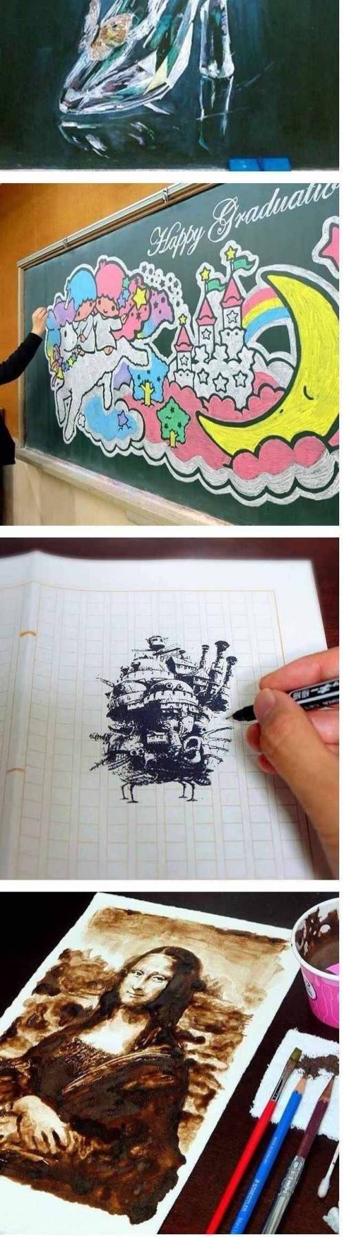 일본 교사의 칠판 그림 솜씨
