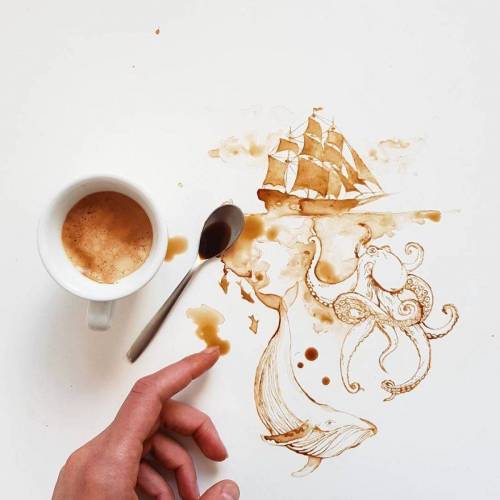 커피로 그린 그림
