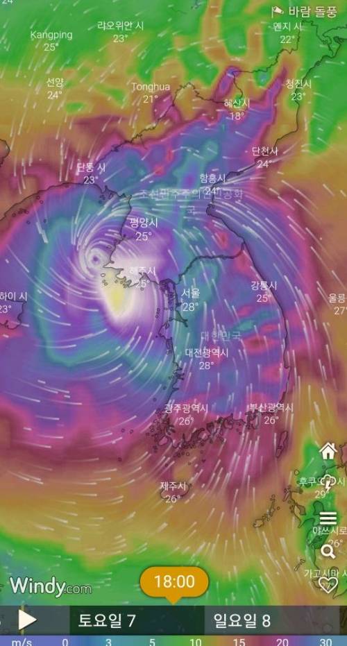 [스압] 태풍 링링 바람, 돌풍 레이더 예측.jpg