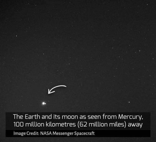 1억 킬로미터 떨어진 수성에서 본 지구와 달