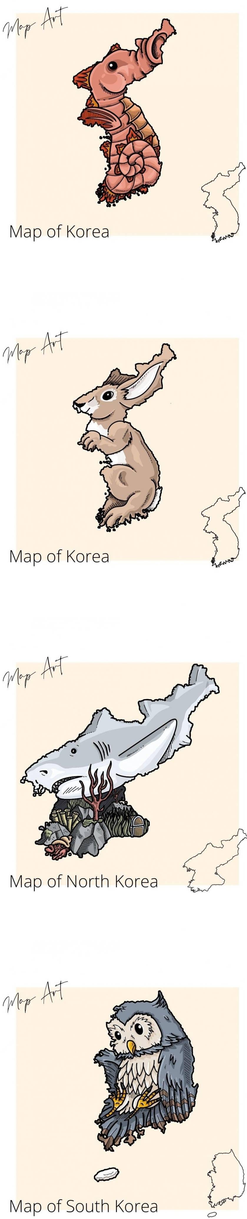 외국에서 보는 한국 국토 모양