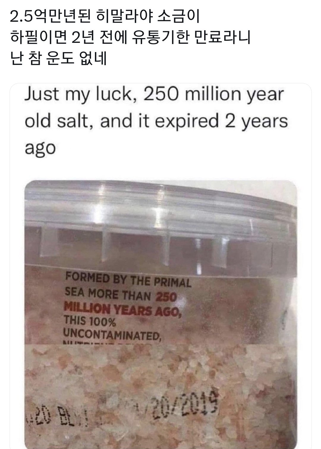 2.5억년된 히말라야 소금의 유통기한