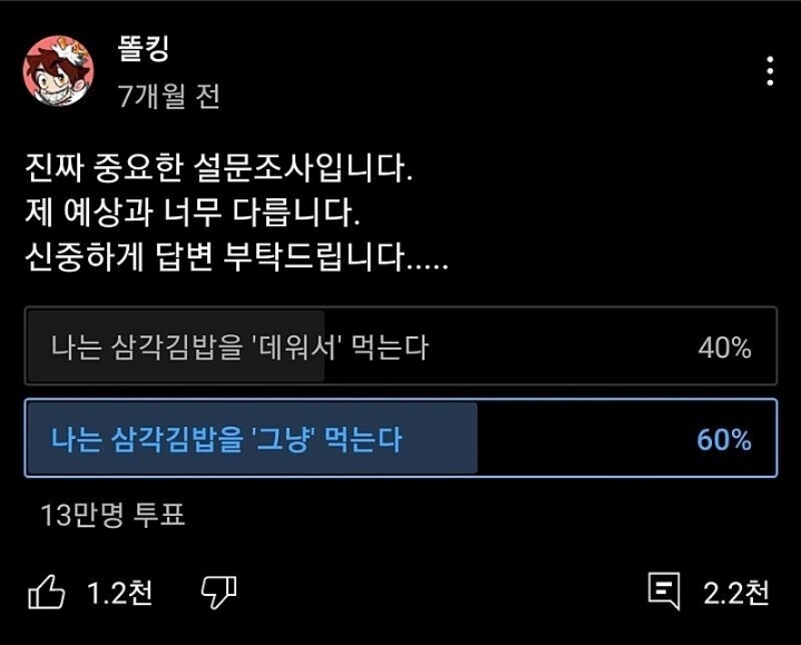 10만명 넘게 투표한 충격적인 삼각김밥 논쟁