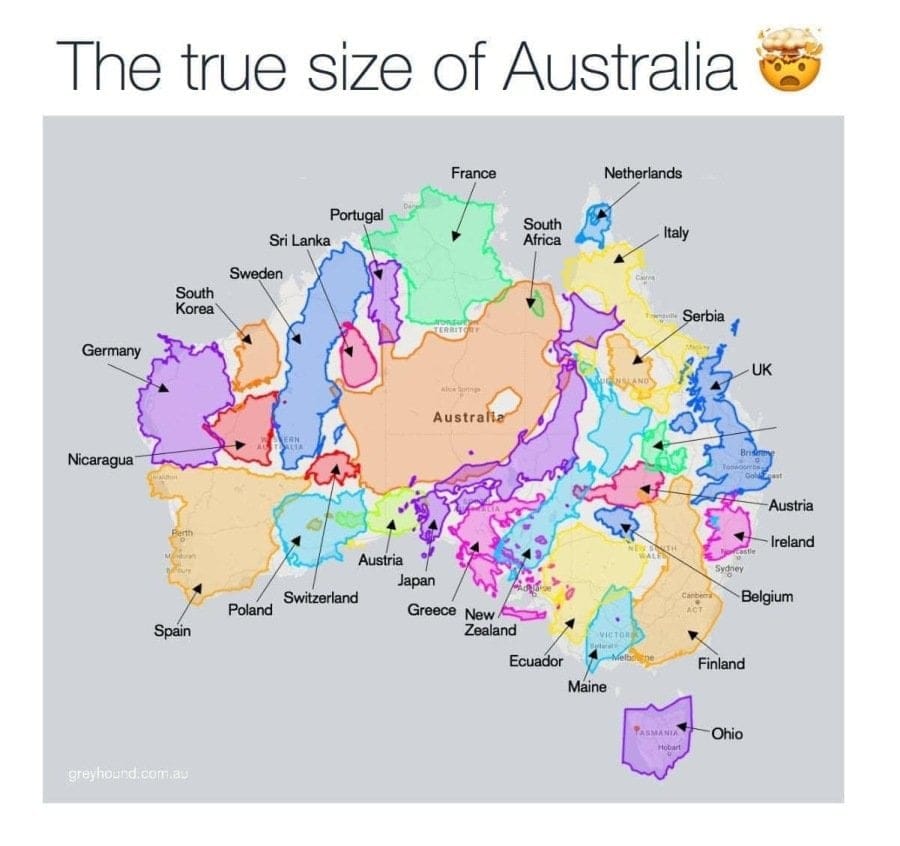 사실상 대륙인 호주 실제 사이즈