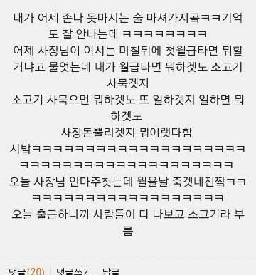 입사후 첫회식하고 짤릴 것 같은 여시