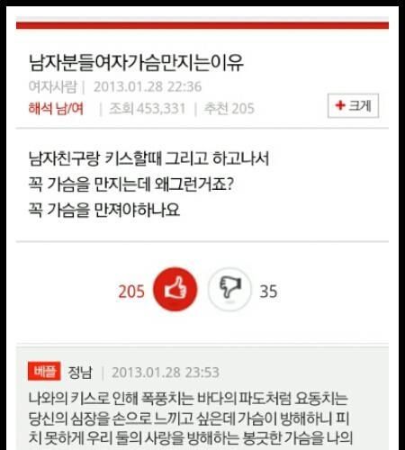 남자가 여자의 가슴을 만지는 이유