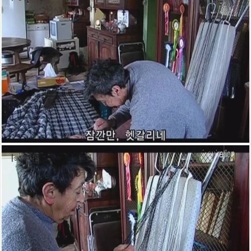 장식끈을 만드는 75세의 할머니