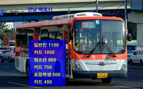 전국 열일곱개 도시 버스요금
