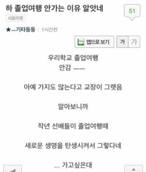 졸업여행을 못가는 이유