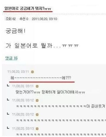 일본어로 궁금해가 뭐지