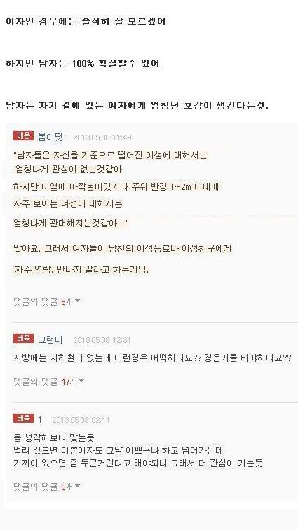 남자가 여자한테 호감생기는 100% 이유