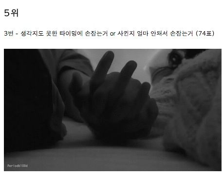여초카페에서 투표한 스킨십 순위