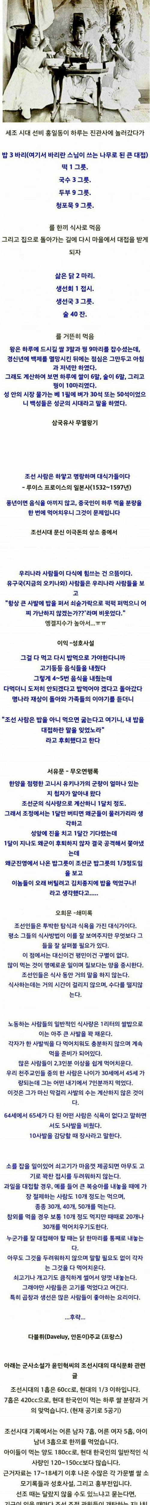우리 조상들의 ㅎㄷㄷ한 식사량