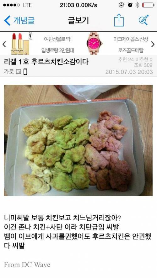 디씨의 후르츠 치킨 후기