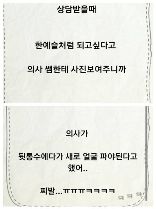 의사한테 한예슬처럼 성형하고 싶다니까.jp
