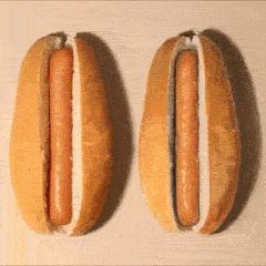 칼로 안짤리는 핫도그.gif