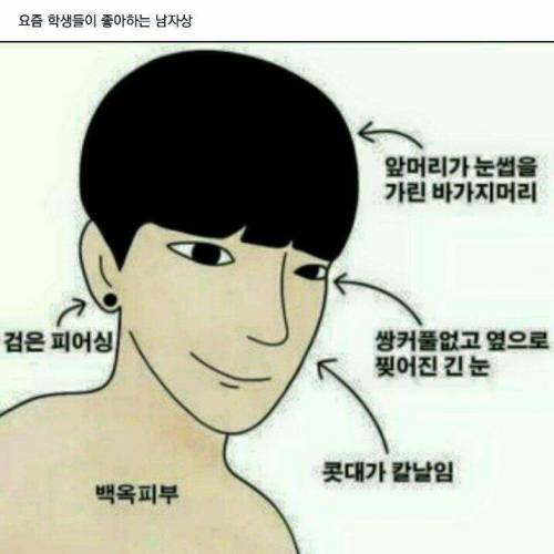 요즘 여학생들이 좋아하는 남자 얼굴상