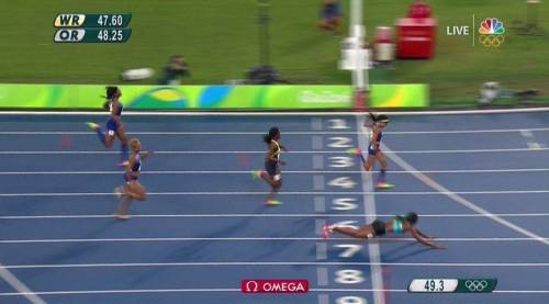 우올림픽 여자 400m 피니쉬 장면