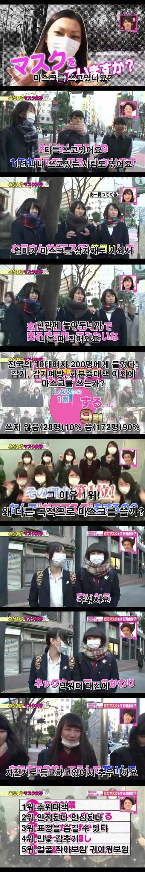 일본인들이 마스크를 많이 쓰는이유