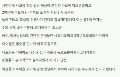 수포자들이 수학을 포기하는 시점