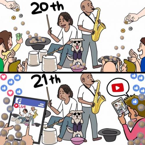 20세기와 21세기의 거리 공연 차이점....