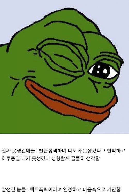 못 생겼다 들었을 때 특징