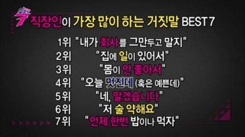 직장인이 가장 많이 하는 거짓말