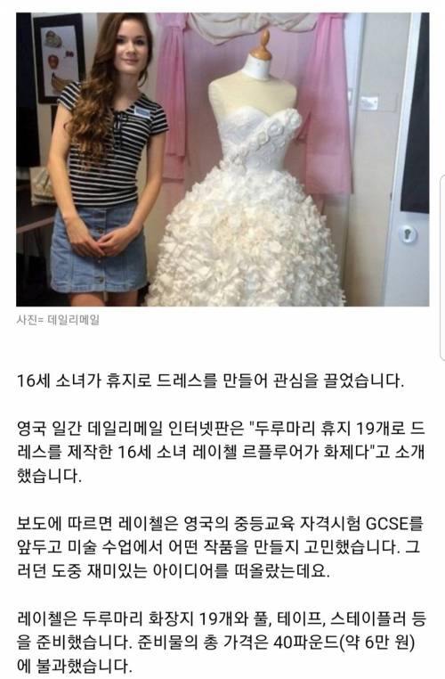 60,000원 가량 휴지로 만든 드레스.jpg