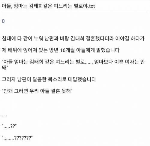 아들, 엄마는 김태희같은 며느리는 별로...