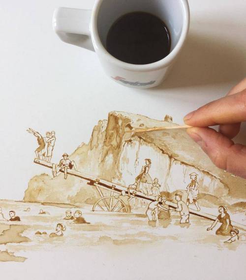 커피로 그린 그림