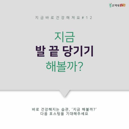 지금 발 끝 당기기 해볼까?