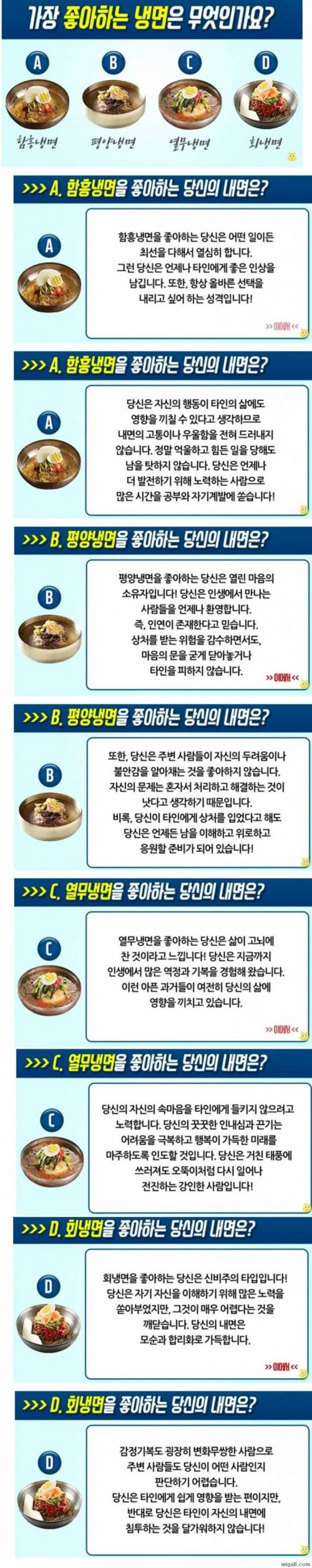 냉면 취향으로 알아보는 심리테스트.jpg