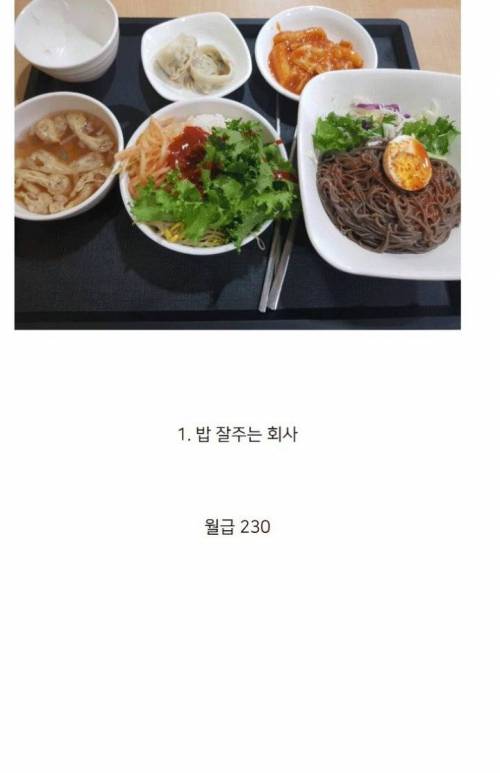 밥잘나오는 회사 vs 월급 23만원 더주는 회사