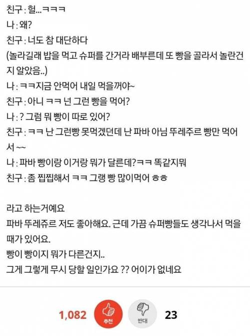 슈퍼에서 파는 빵 먹는게 이상한가요?