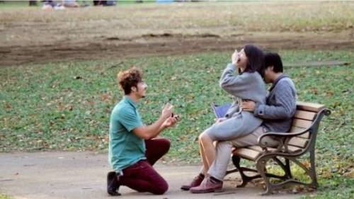 일본에서 닥치는대로 프로포즈 하는 외국인