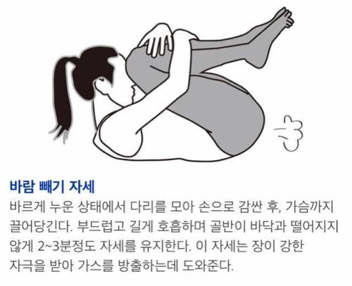 가스 찼을때 방귀 잘나오는 자세