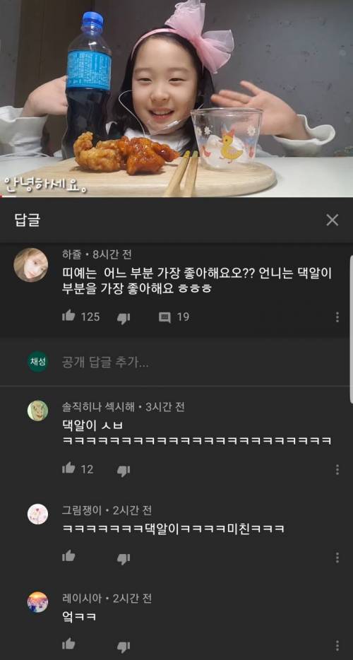 꼬마 유튜버 영상 댓글들.jpg