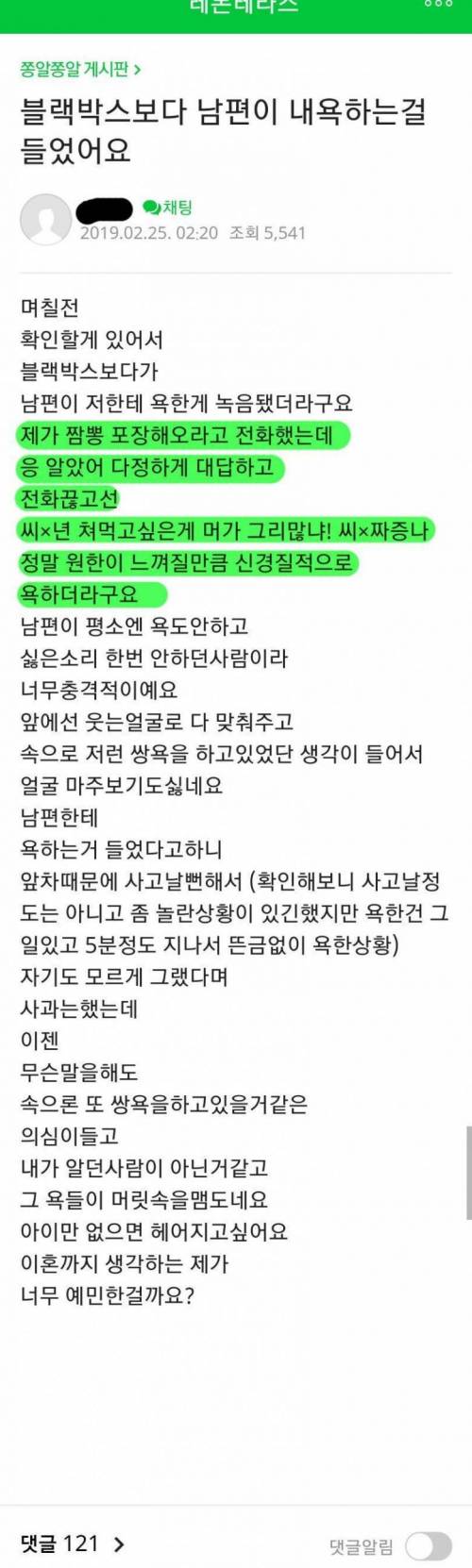 블랙박스 보다가 남편이 욕하는걸 들었어요.jpg