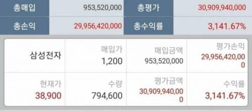 삼성전자 주식 20년 보유자 계좌