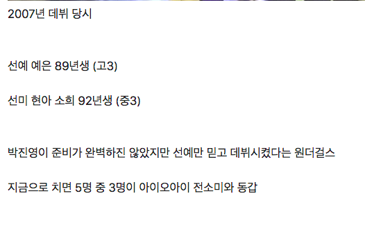 멤버 5명 중 3명이 초졸인 상태에서 데뷔했던 걸그룹