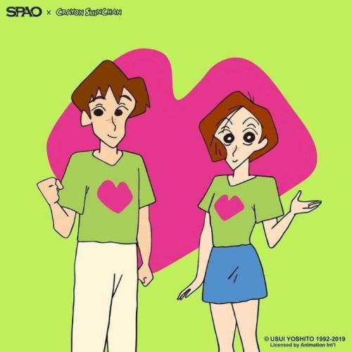 스파오 X 짱구 콜라보 신혼부부 티셔츠