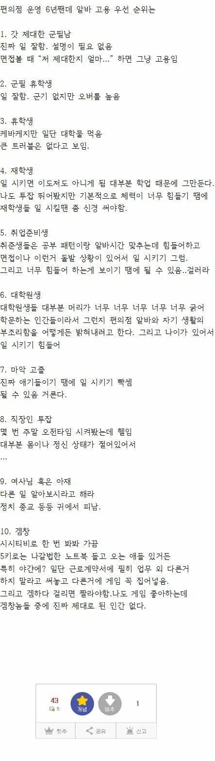 편의점 6년차 사장님이 겪은 알바 썰.jpg