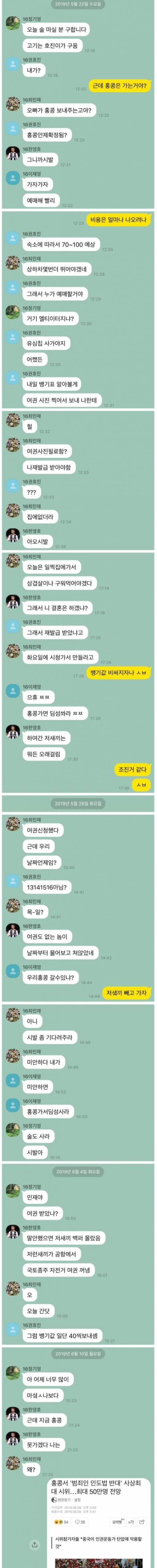 [스압] 남자들의 흔한 여행 단톡방 상황.jpg