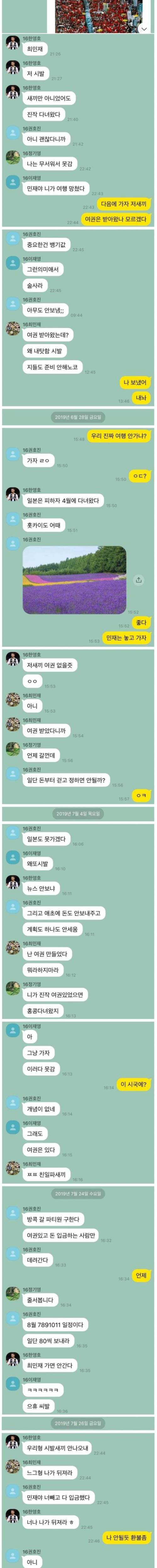 [스압] 남자들의 흔한 여행 단톡방 상황.jpg