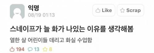 해리포터 스네이프 교수가 늘 화가 나있는 이유.jpg