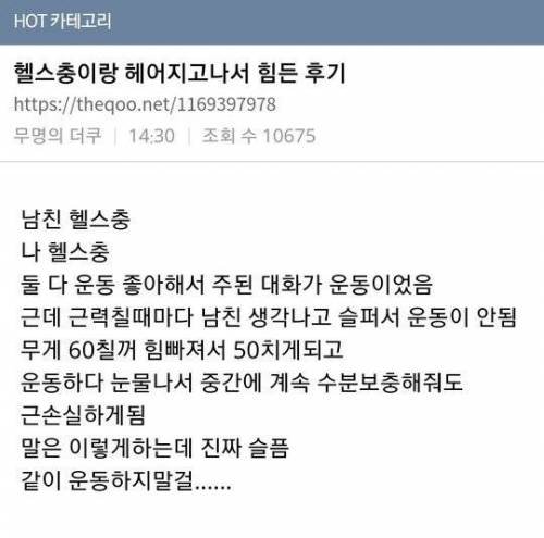 헬스충이랑 헤어진 후 힘든 후기.jpg