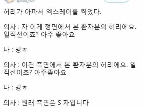 허리가 아파서 엑스레이를 찍어봤다