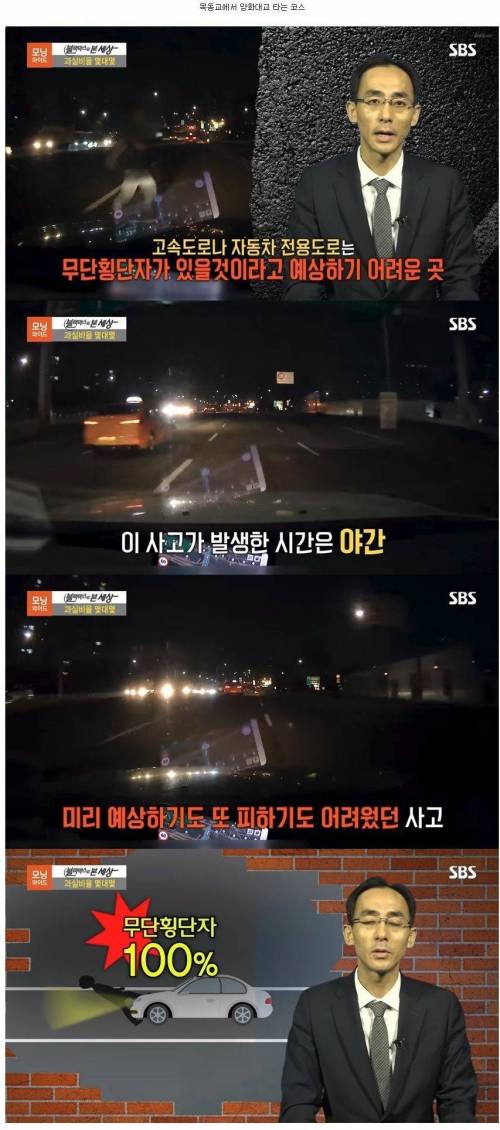 [깜놀주의]무단횡단자 100% 과실 사례.mp4