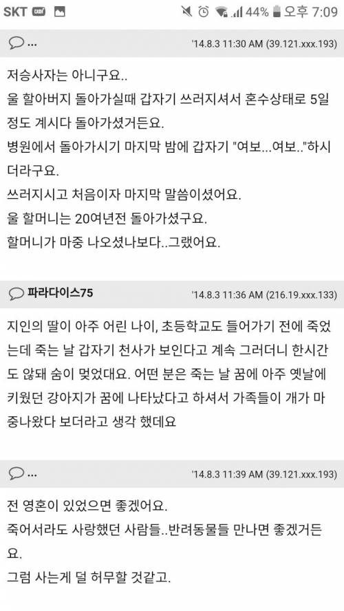 사람들은 죽을때 정말 저승사자를 보게 되나요?